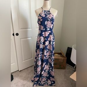 Blue Floral Maxi summer dress